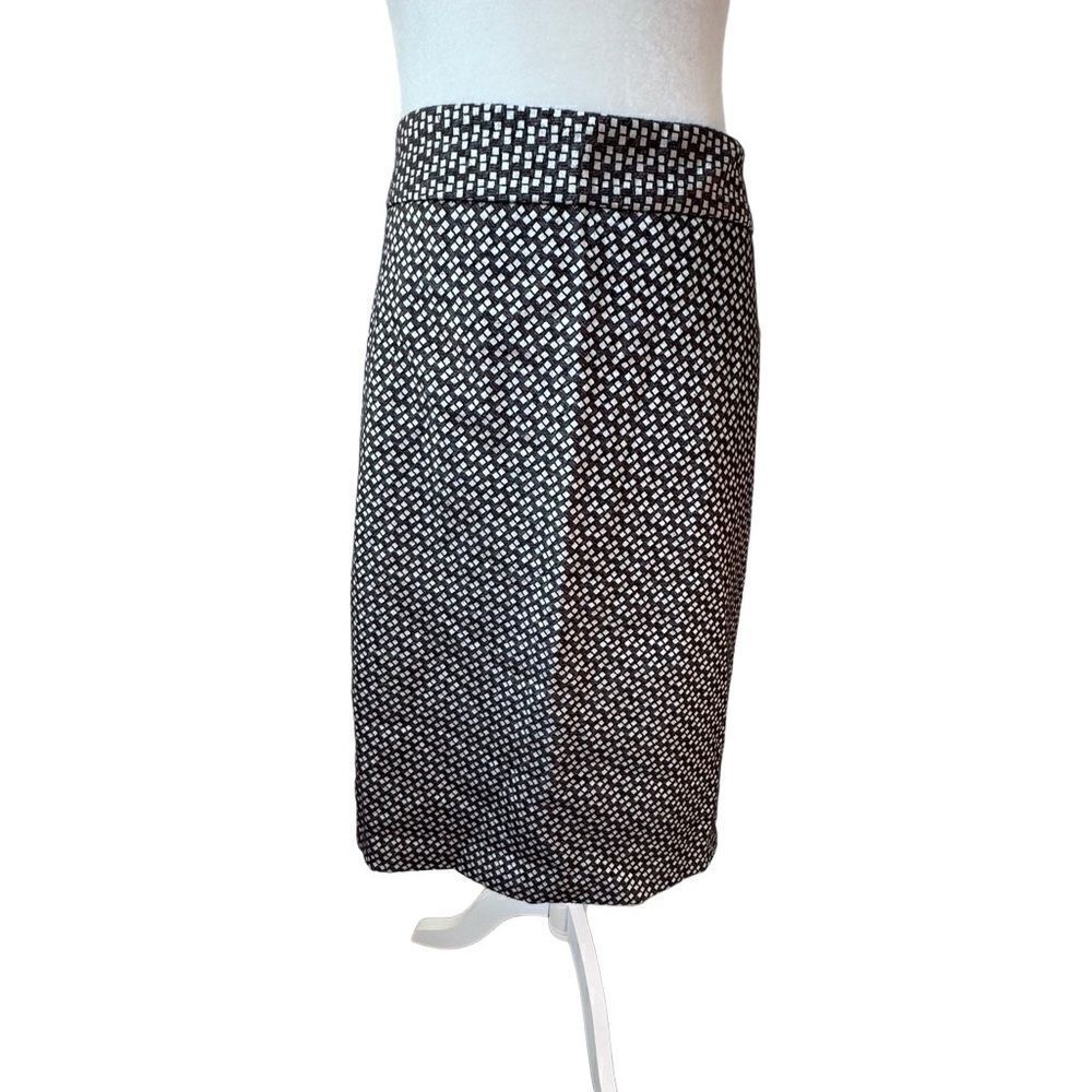 Coldwater Creek Skirt Dressy Black White Geometric A Line SZ 10 NWT